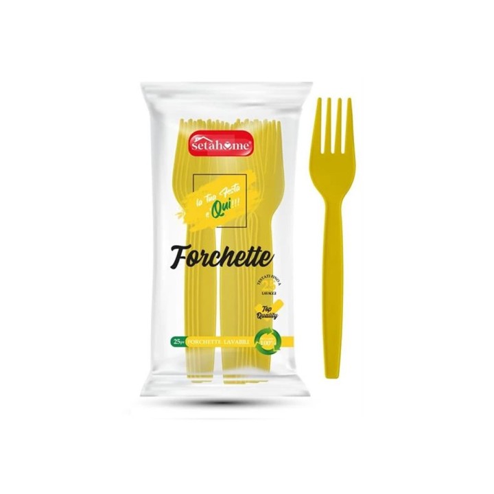 FORCHETTE IN PLASTICA GIALLE CF 25PZ