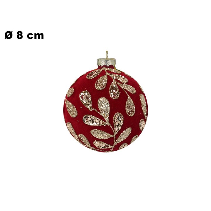 PALLINA VELLUTO ROSSO CON STRASS 8CM