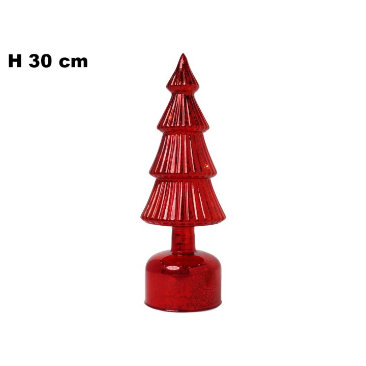 ALBERO ROSSO CON LUCI 30CM