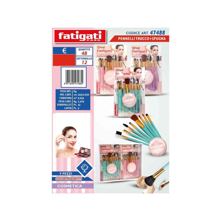 PENNELLI TRUCCO+SPUGNA 9PZ