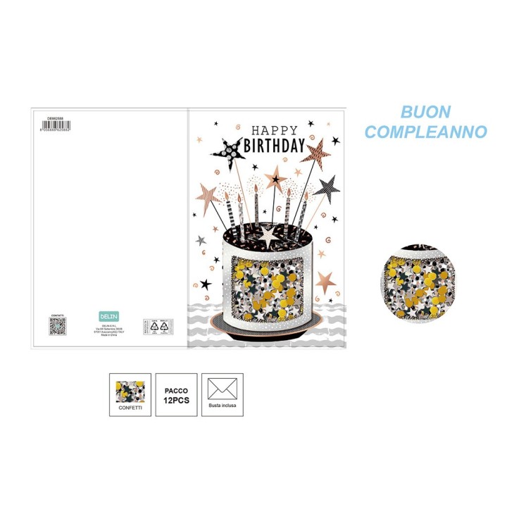 BIGLIETTO AUGURI COMPLEANNO C/PAILLETTES
