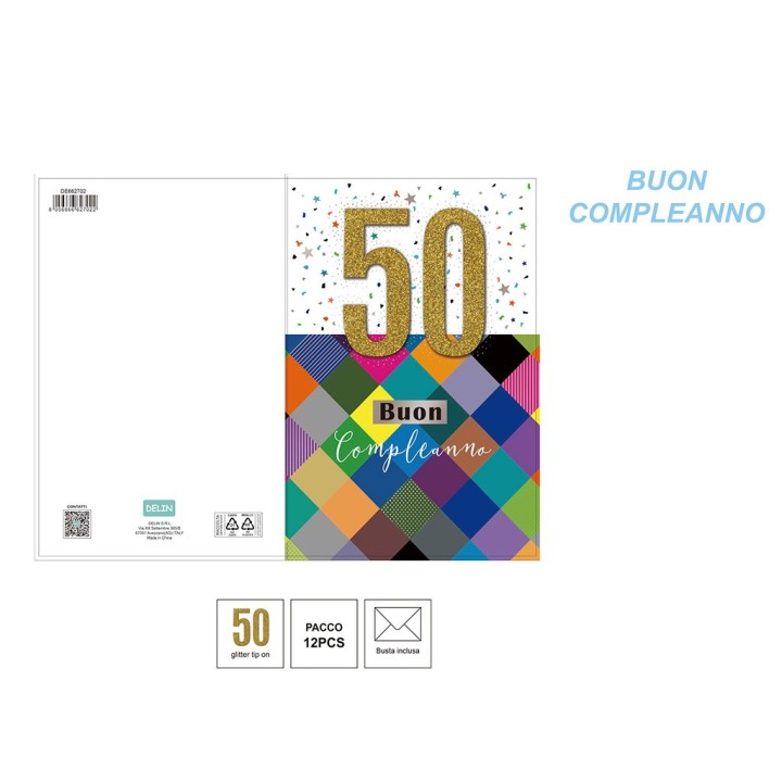 BIGLIETTO AUGURI COMPLEANNO 50 ANNI