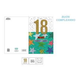 BIGLIETTO AUGURI COMPLEANNO 18 ANNI