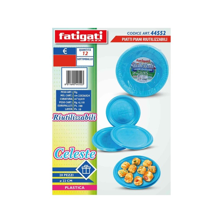 PIATTI PIANI 20PZ CELESTE