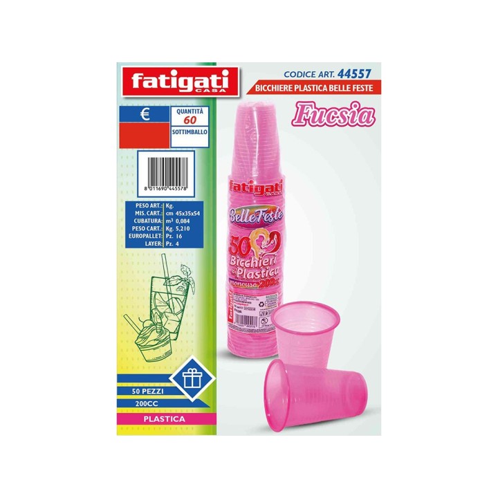 BICCHIERI 200CC 50PZ FUXIA