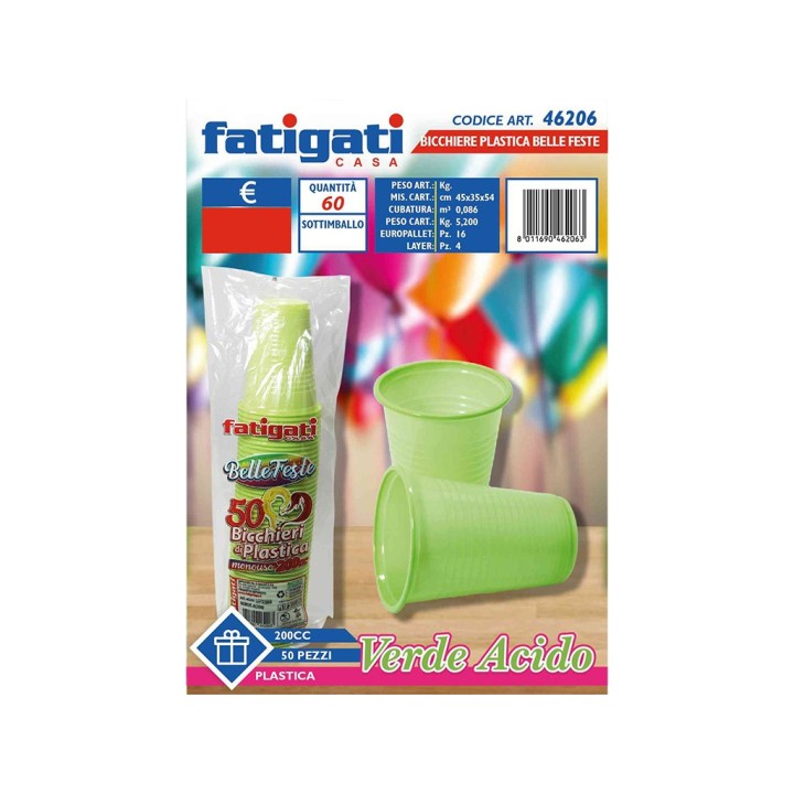 BICCHIERI 200CC 50PZ VERDE ACIDO