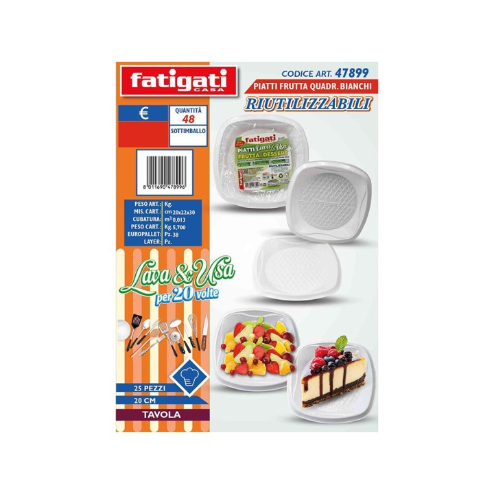 PIATTI FRUTTA QUADR.BIANCHI 25PZ