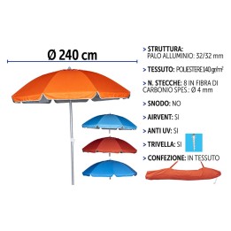 OMBRELLONE MARE 240CM COLOR
