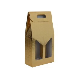 SCATOLA 2 BOTTIGLIE ORO 19X19X40 CM