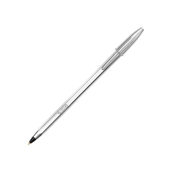 BIC PENNA CRISTAL SILVER MEDIUM NERA