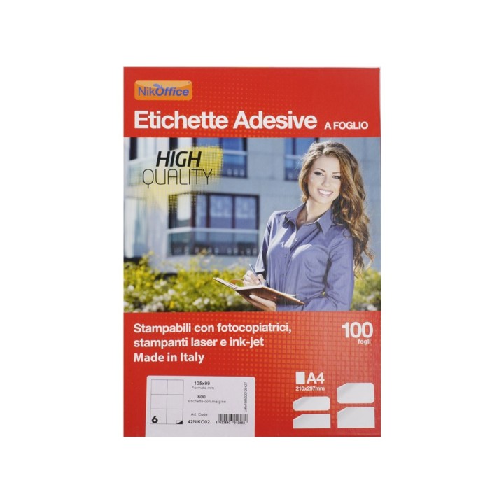 ETICHETTE ADESIVE A4 F.TO 105X99 CF.100