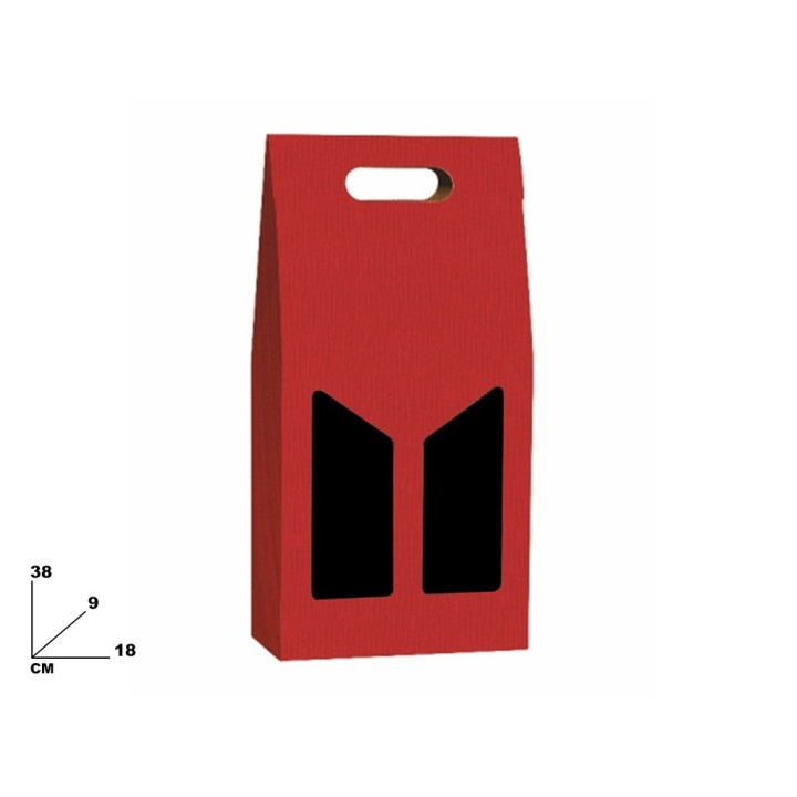 SCATOLA 2 BOTTIGLIE ONDA ROSSO 18X9X38