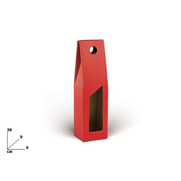 SCATOLA 1 BOTT. ONDA ROSSA+FIN. 9X9X38