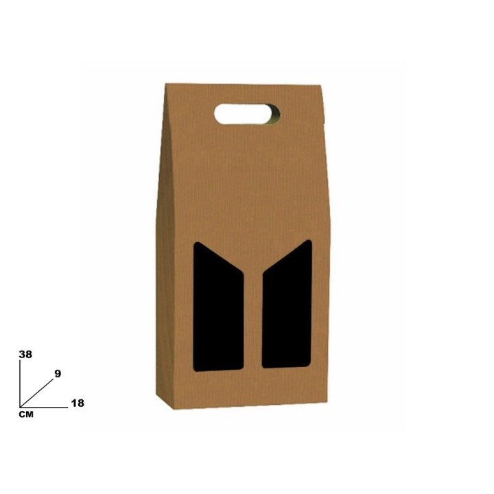 SCATOLA 2 BOTTIGLIE ONDA AVANA 18X9X38