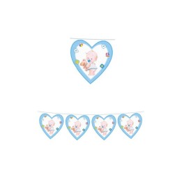 FESTONE BANDIERA PVC CUORE CELESTE
