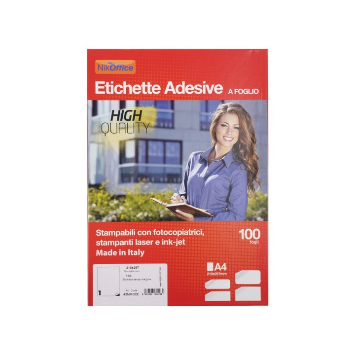 ETICHETTE ADESIVE A4 FUSTELLATE 210X297