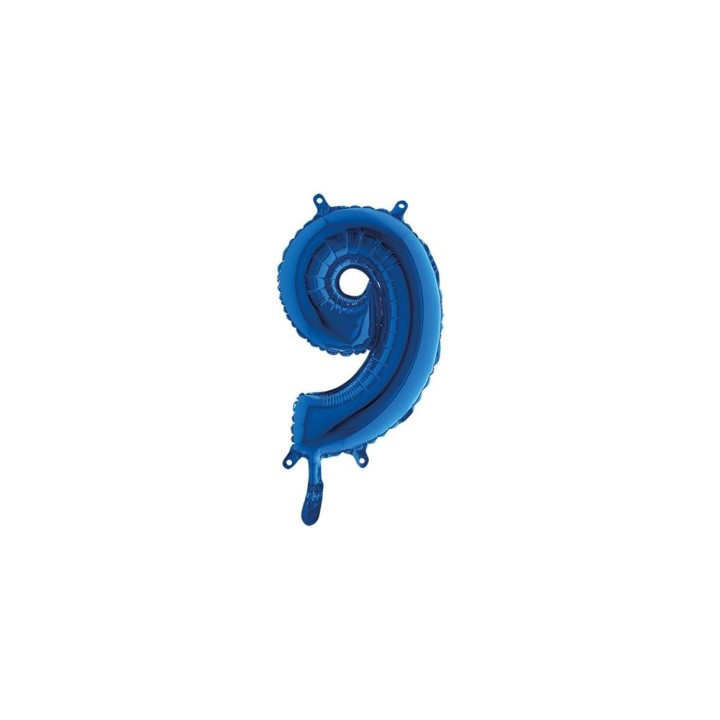 PALLONE MYLAR NUMERO 9 CM.102 BLU (5)