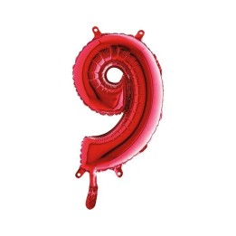 PALLONE MYLAR NUMERO 9 CM.102 ROSSI (5)