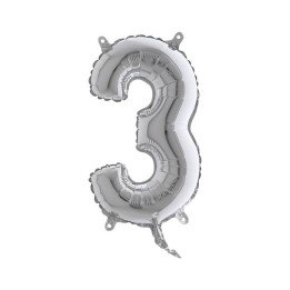 PALLONE MYLAR NUMERO 3 CM.102 ARGENTO (5