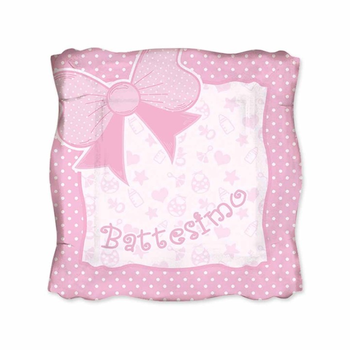 PIATTI CM.19 BATTESIMO BABY ROSA