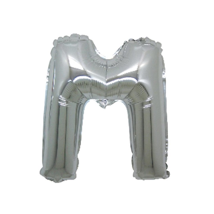5 PALLONI MYLAR CM 42 LETTERA M ARGENTO