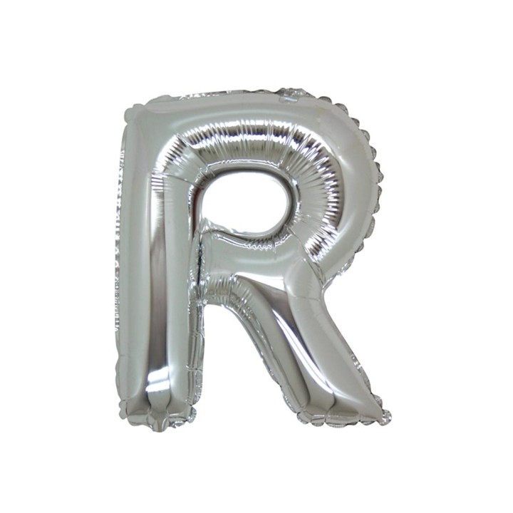 5 PALLONI MYLAR CM 42 LETTERA R ARGENTO
