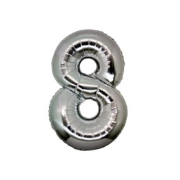5 PALLONI MYLAR CM 42 NUMERO 8 ARGENTO