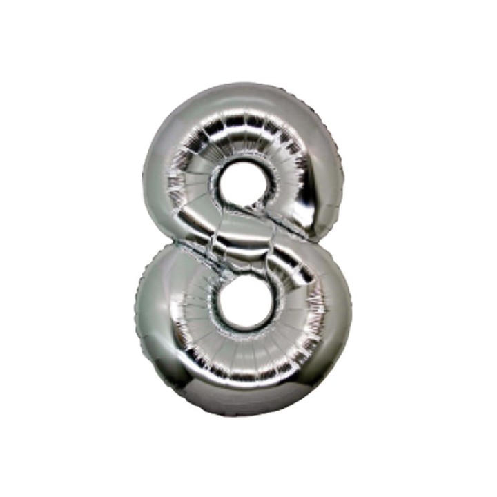5 PALLONI MYLAR CM 42 NUMERO 8 ARGENTO