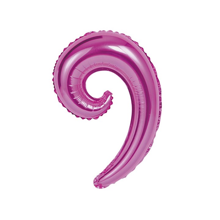 5 PALLONI MYLAR KURLY WAVE FUCSIA