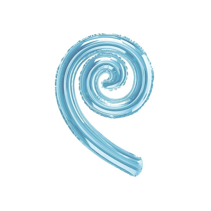 5 PALLONI MYLAR KURLY SPIRLY CELESTE BAB