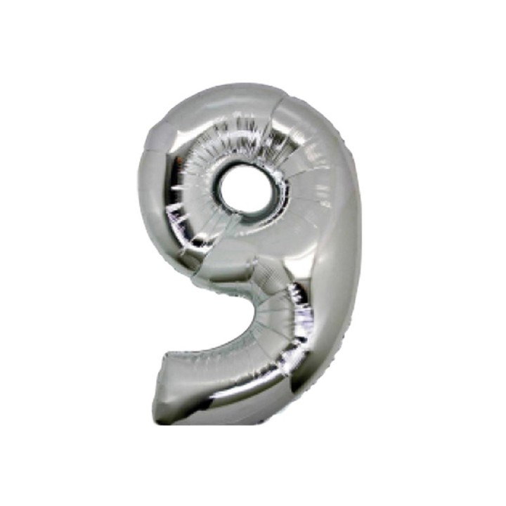 PALLONE MYLAR CM 102 NUMERO 9 ARGENTO
