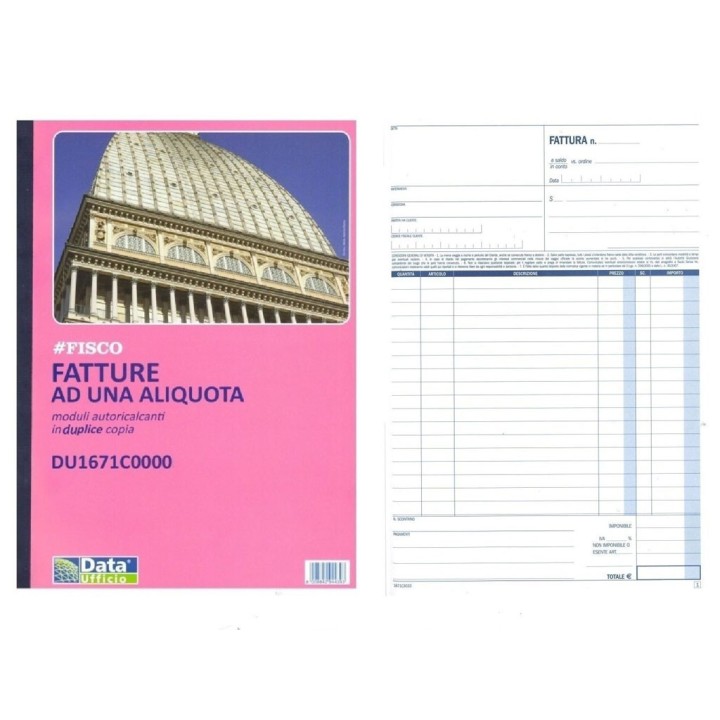 BLOCCO FATTURE 1 ALIQUOTA 2 COPIE 30X21