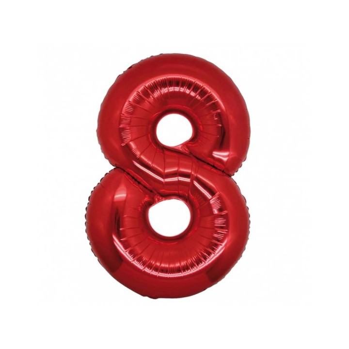 PALLONE MYLAR CM 102 NUMERO 8 ROSSO