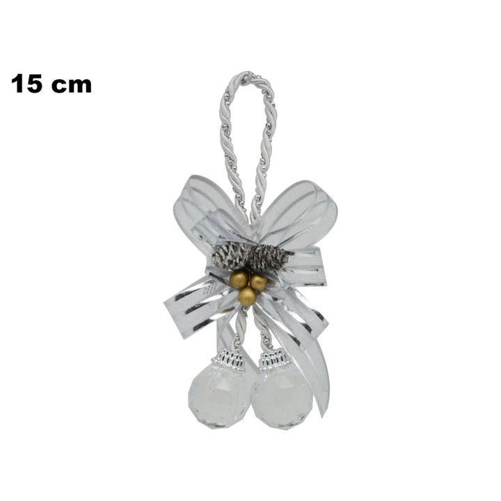 DECORAZIONE CON FIOCCO ARGENTO