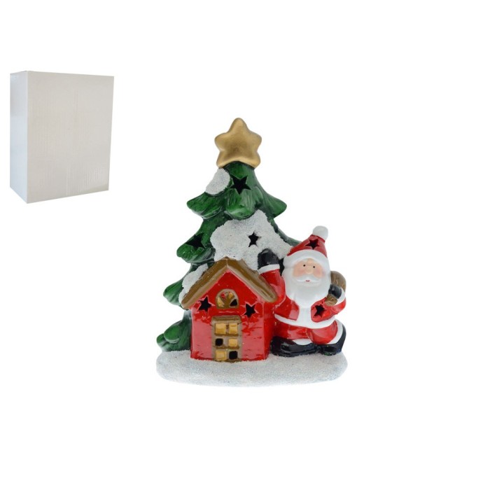CASETTA CON BABBO NATALE E ALBERO