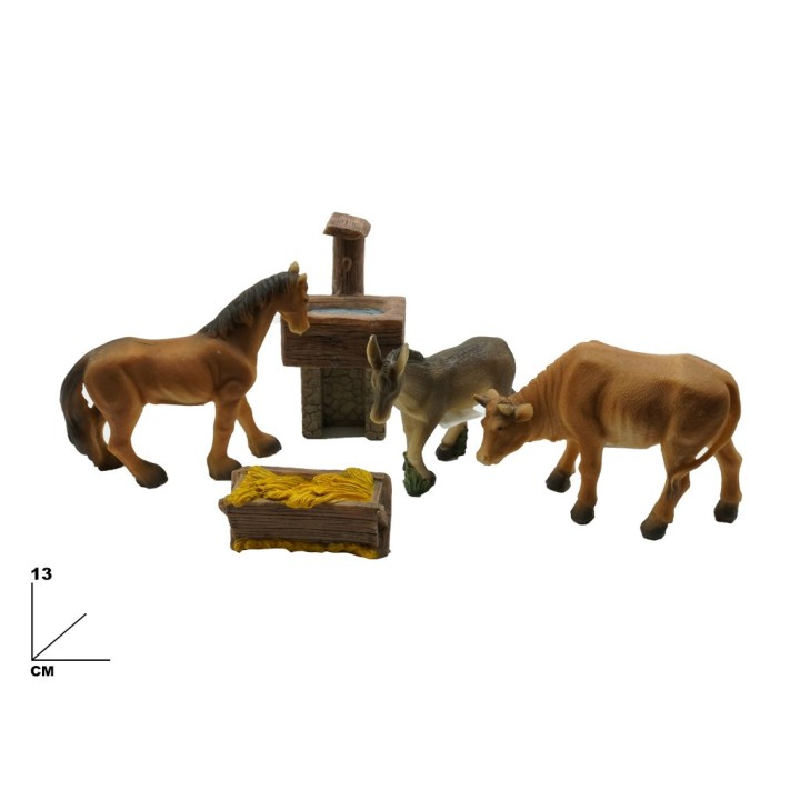 SET ANIMALI CON MANGIATOIA 5 PEZZI 13 CM