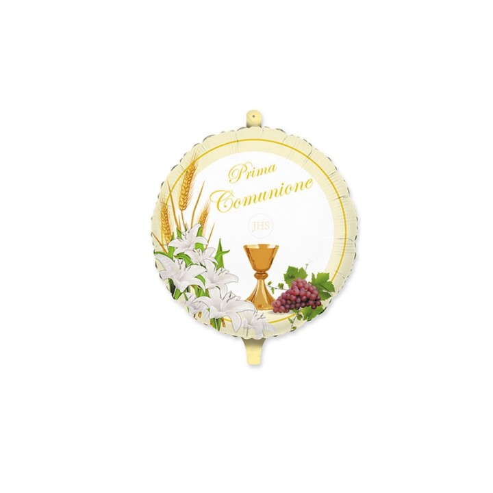 PALL. MYLAR TONDO 45CM COMUNIONE LILY