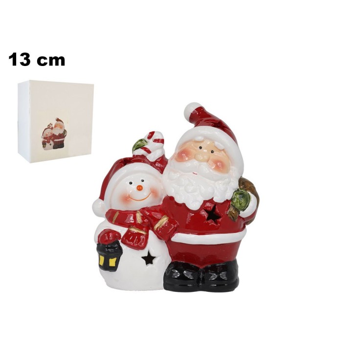 BABBO NATALE CON PUPAZZO DI NEVE CON LED