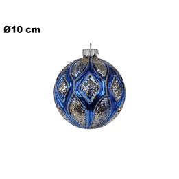 SFERA NATALIZIA BLU CON GLITTER 10 CM