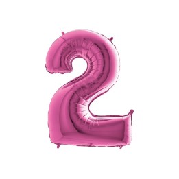 PALLONE MYLAR CM 102 NUMERO 2 FUXIA