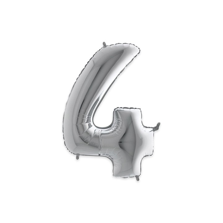 PALLONE MYLAR CM 102 NUMERO 4 ARGENTO