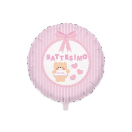 PALLONE MYLAR TONDO BATTESIMO ROSA