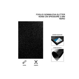 FOGLIO GOMMA EVA GLITTER 40X60CM 2MM NER