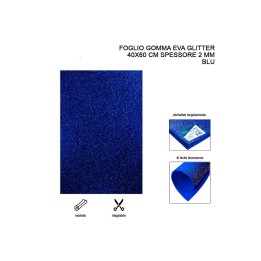 FOGLIO GOMMA EVA GLITTER 40X60CM 2MM BLU