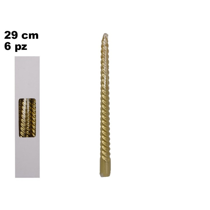 CANDELA TORCIGLIONE ORO 29 CM 6 PEZZI