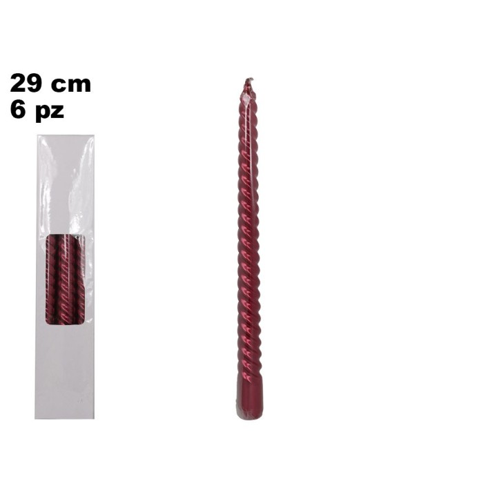 CANDELA TORCIGLIONE ROSSA 29 CM 6 PEZZI
