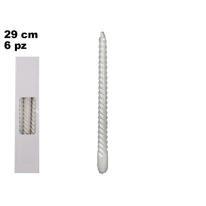CANDELA TORCIGLIONE BIANCA 29 CM 6 PEZZI