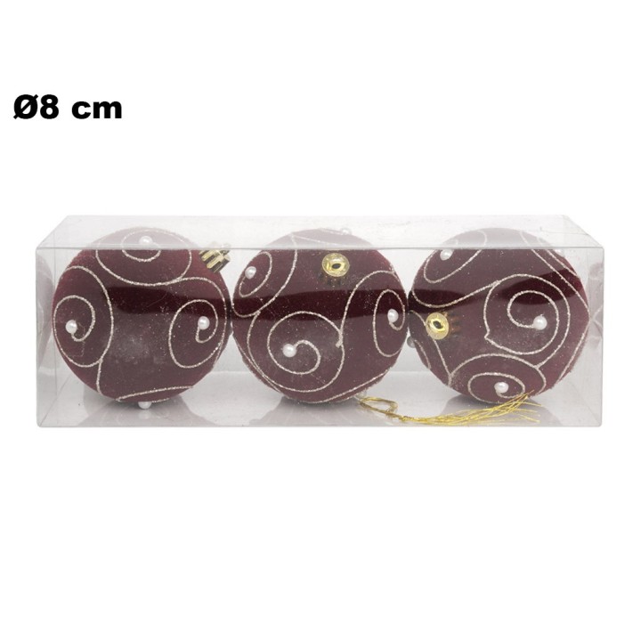SET 3 SFERE ROSSO IN PVC 8 CM
