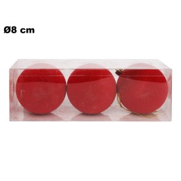 SET 3 SFERE ROSSO COUNTRY IN PVC 8 CM