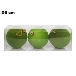 SET 3 SFERE VERDE IN PVC 8 CM